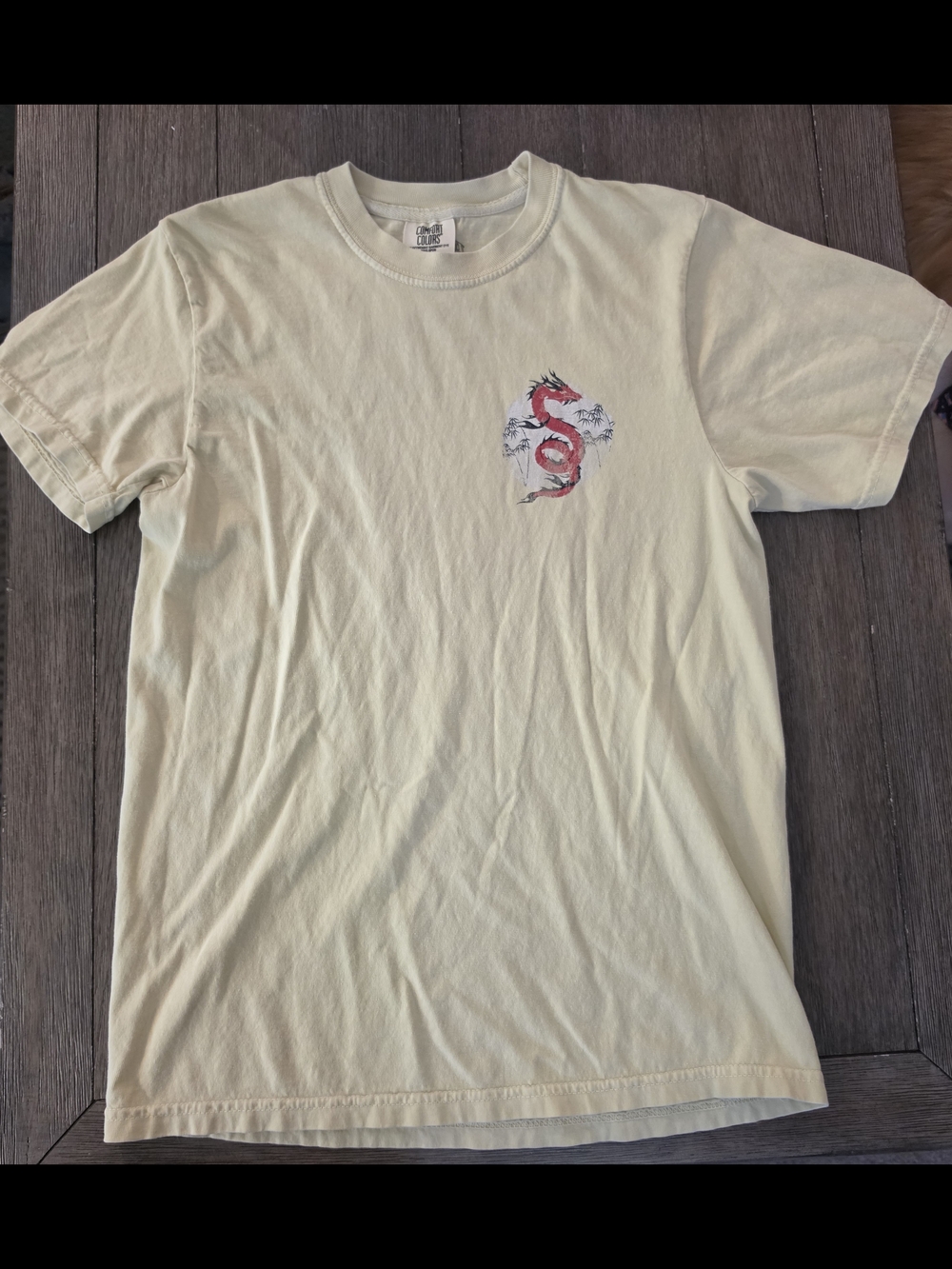 Unisex Yak & Yeti Cream Short-Sleeve Tee with Red Dragon Graphic